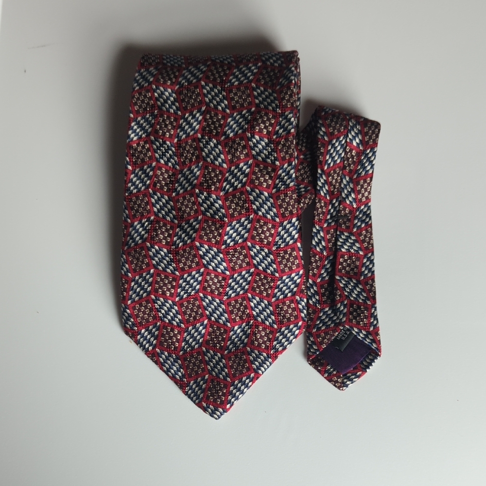 100% Imported Italian Silk Tie. Perry Ellis Portfolio. Made In USA. 4th Of July.